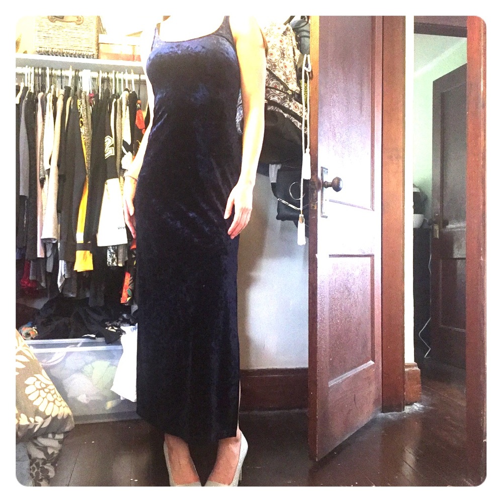 🌌Midnight Blue Velvet Strappy Evening Dress🌌